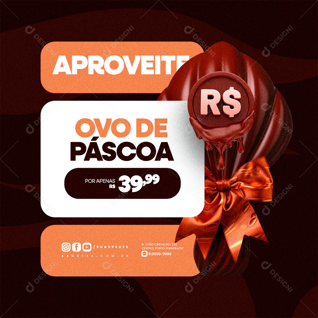 Doceria Aproveite Promoção Ovo de Páscoa Social Media PSD Editável