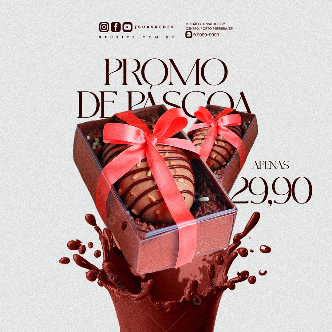Doceria Promo de Páscoa Social Media PSD Editável