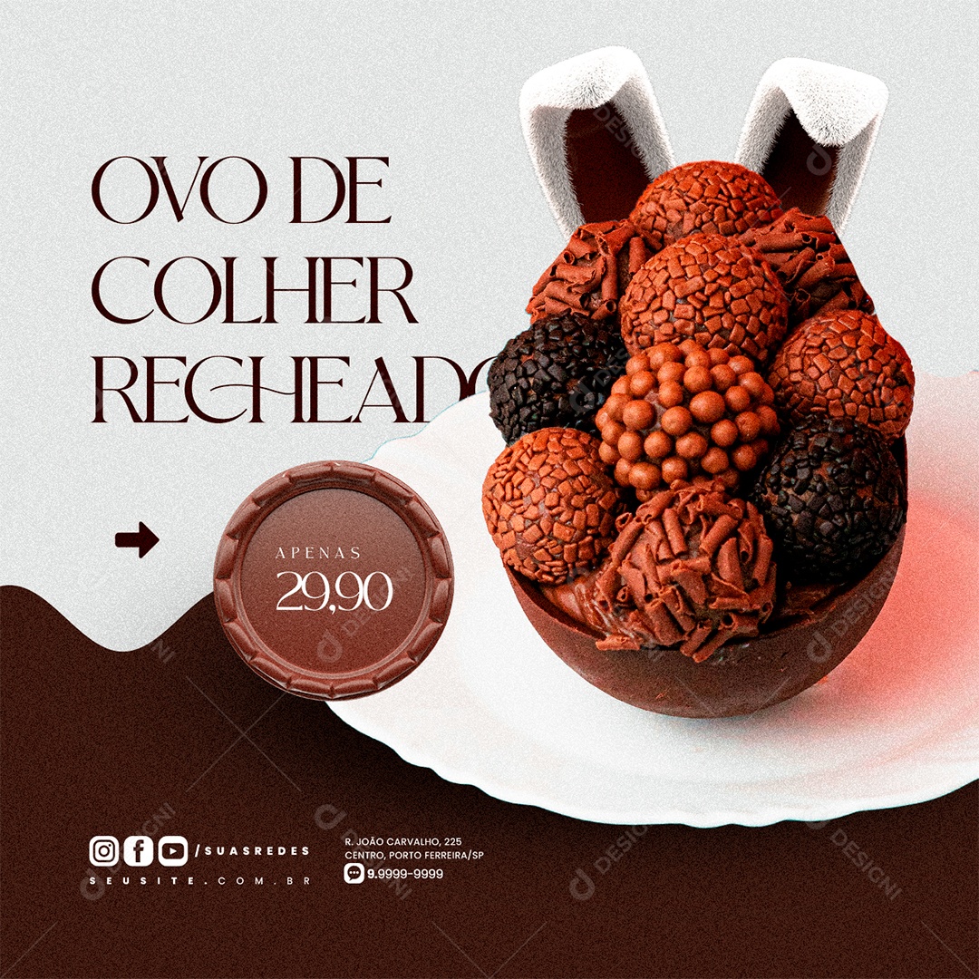 Doceria Ovo de Colher Recheado Social Media PSD Editável