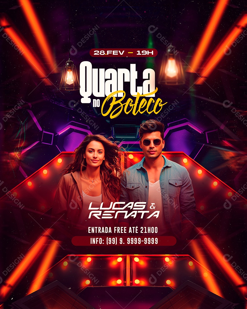 Flyer Quarta do Boteco Lucas e Renata Social Media PSD Editável