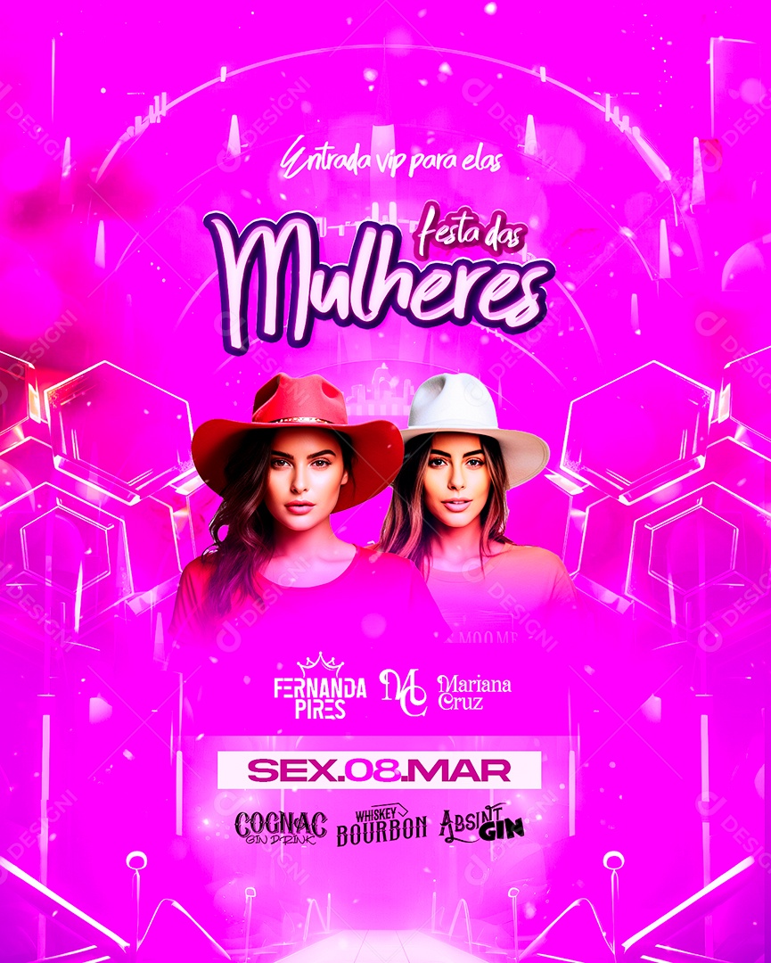 Flyer Festa das Mulheres Fernanda Pires Mariana Cruz Social Media PSD Editável