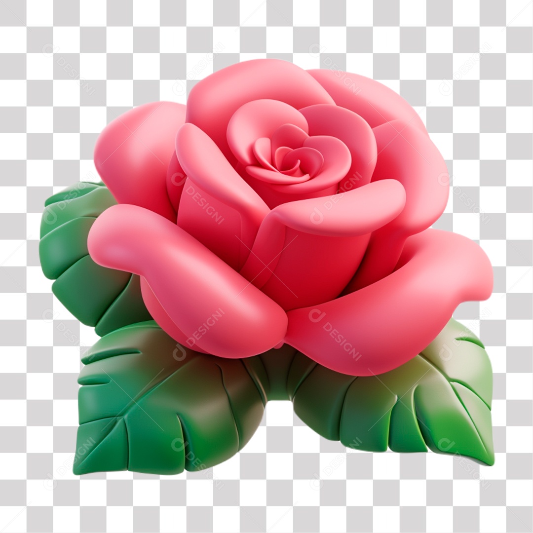 Rosa Elemento 3D do Dia Internacional das Mulheres para Composição PNG Transparente