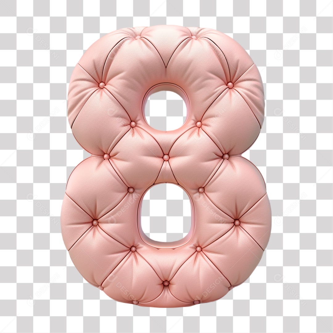 Número 8 Rosa Elemento 3D do Dia das Mulheres para Composição PNG Transparente