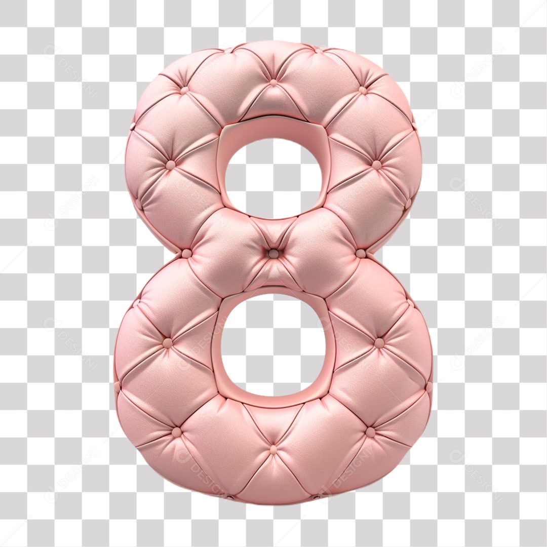 Elemento 3D Número 8 do Dia Internacional das Mulheres para Composição PNG Transparente