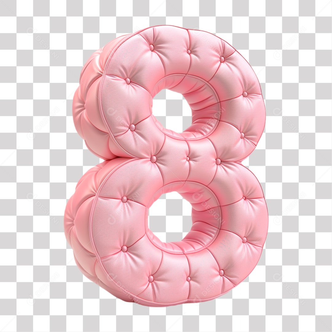 Elemento 3D Número 8 Rosa do Dia Internacional das Mulheres para Composição PNG Transparente