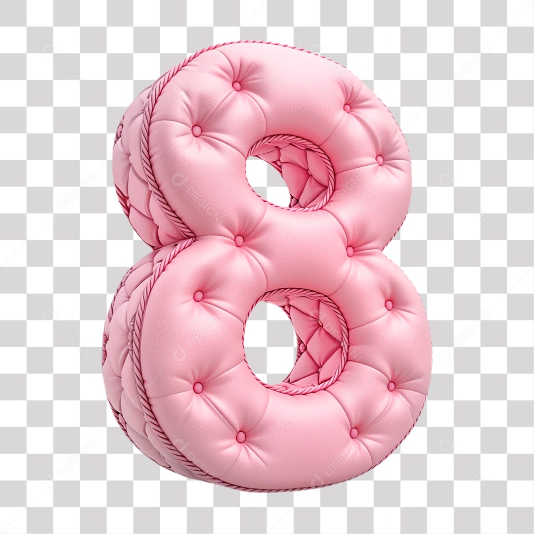 Número 8 Rosa Elemento 3D do Dia Internacional das Mulheres para Composição PNG Transparente