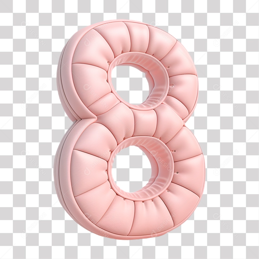 Número 8 Rosa Elemento 3D do Dia Internacional das Mulheres para Composição PNG Transparente