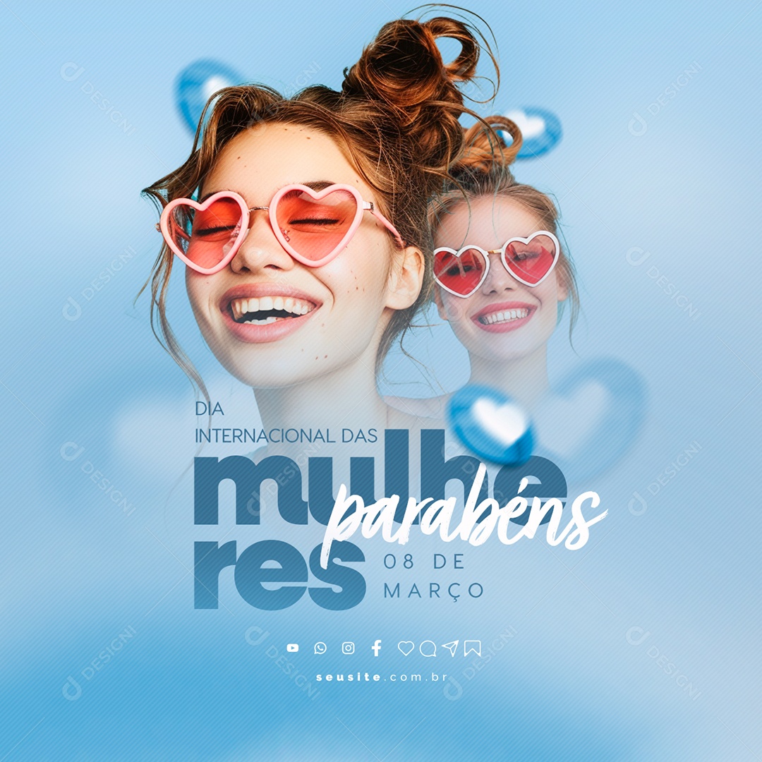 Dia Internacional das Mulheres 8 De Março parabéns Social Media PSD Editável