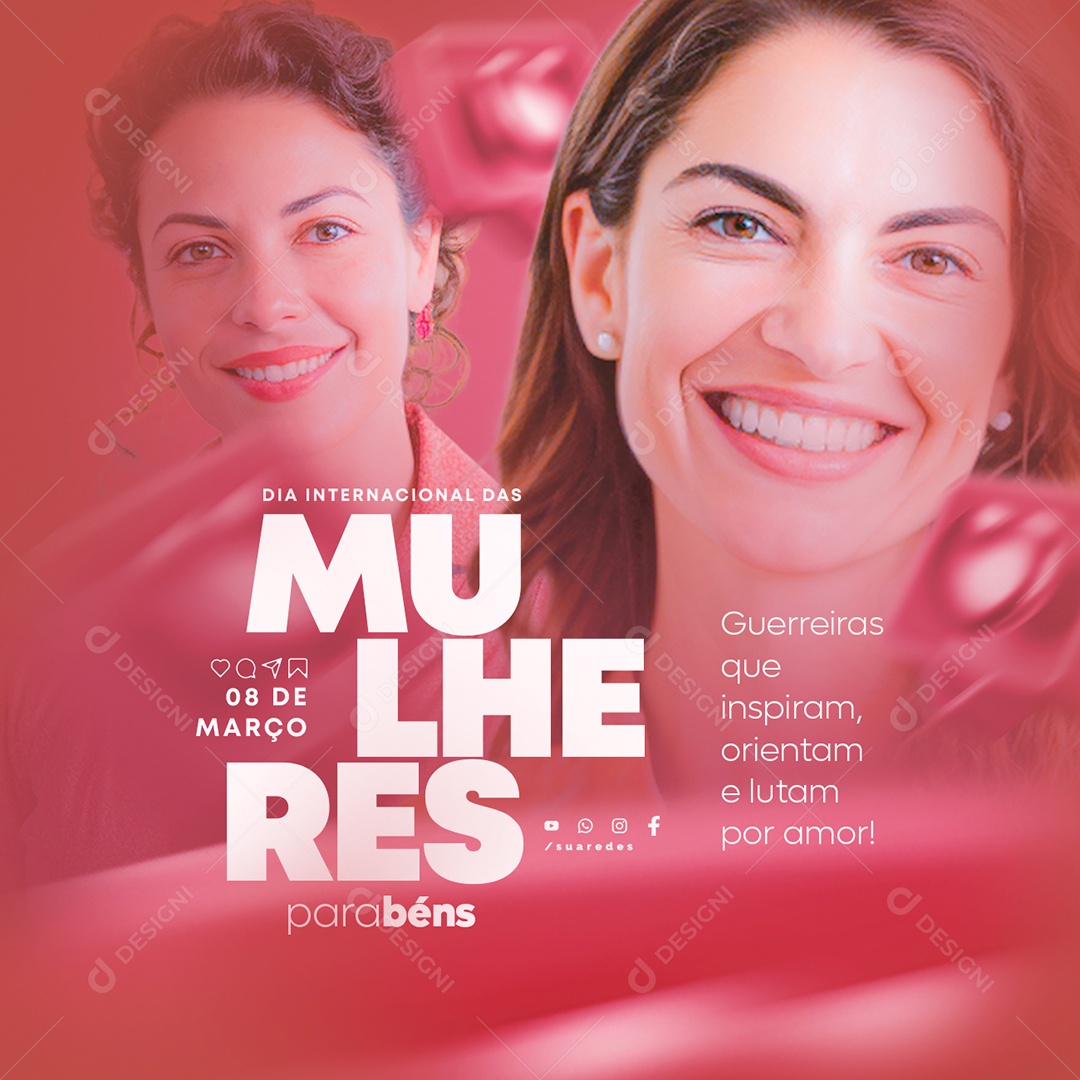 Dia Internacional das Mulheres 8 De Março Guerreiras que inspiram Social Media PSD Editável