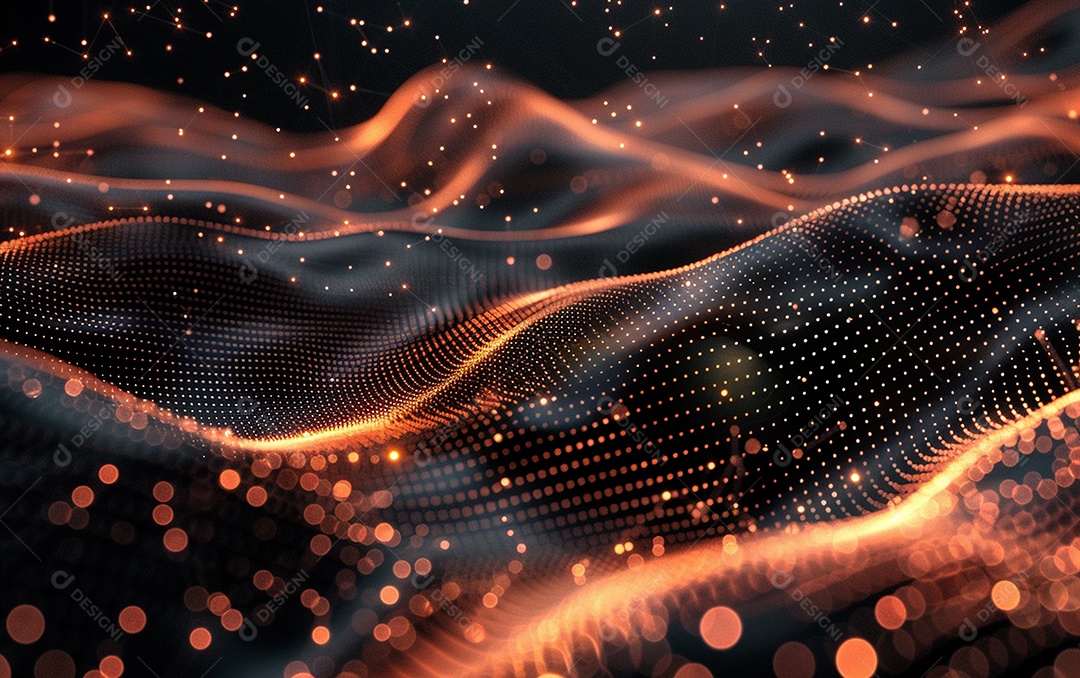 Design abstrato de fundo de tecnologia de partículas onduladas