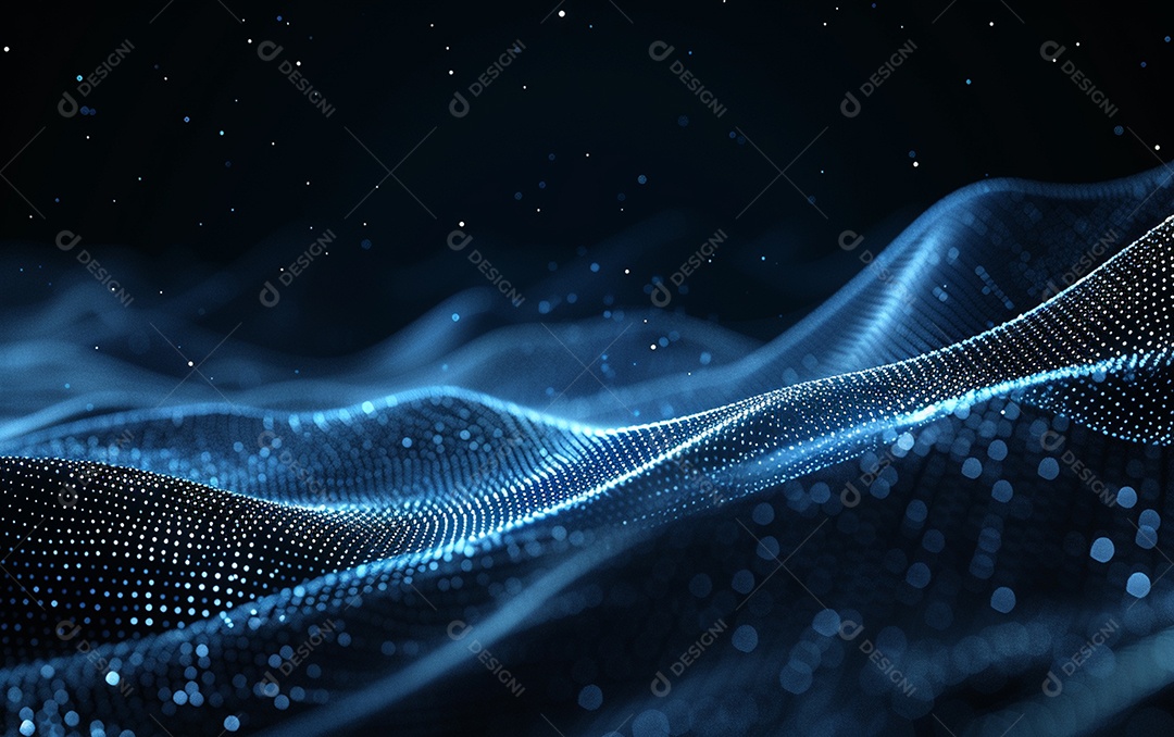 Design abstrato de fundo de tecnologia de partículas onduladas