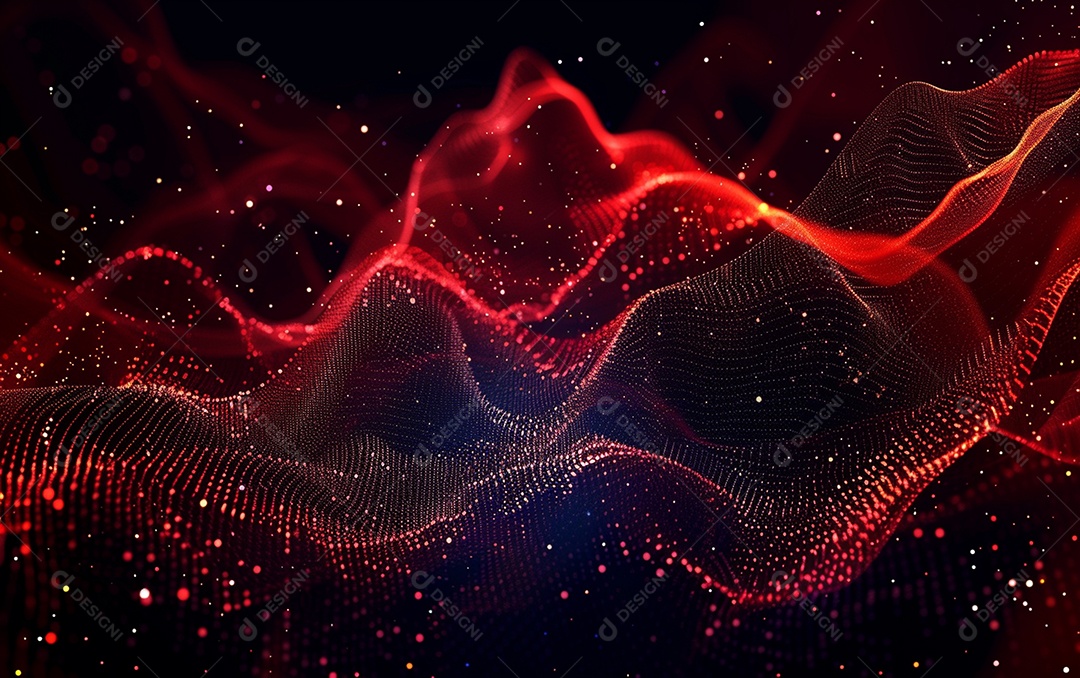 Design abstrato de fundo de tecnologia de partículas onduladas