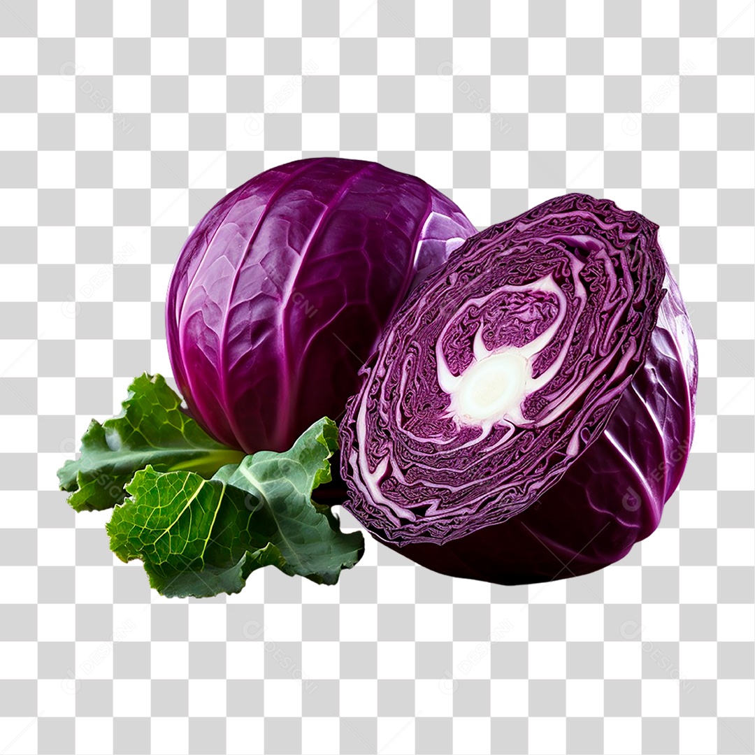 Repolho Roxo Partido ao Meio PNG Transparente