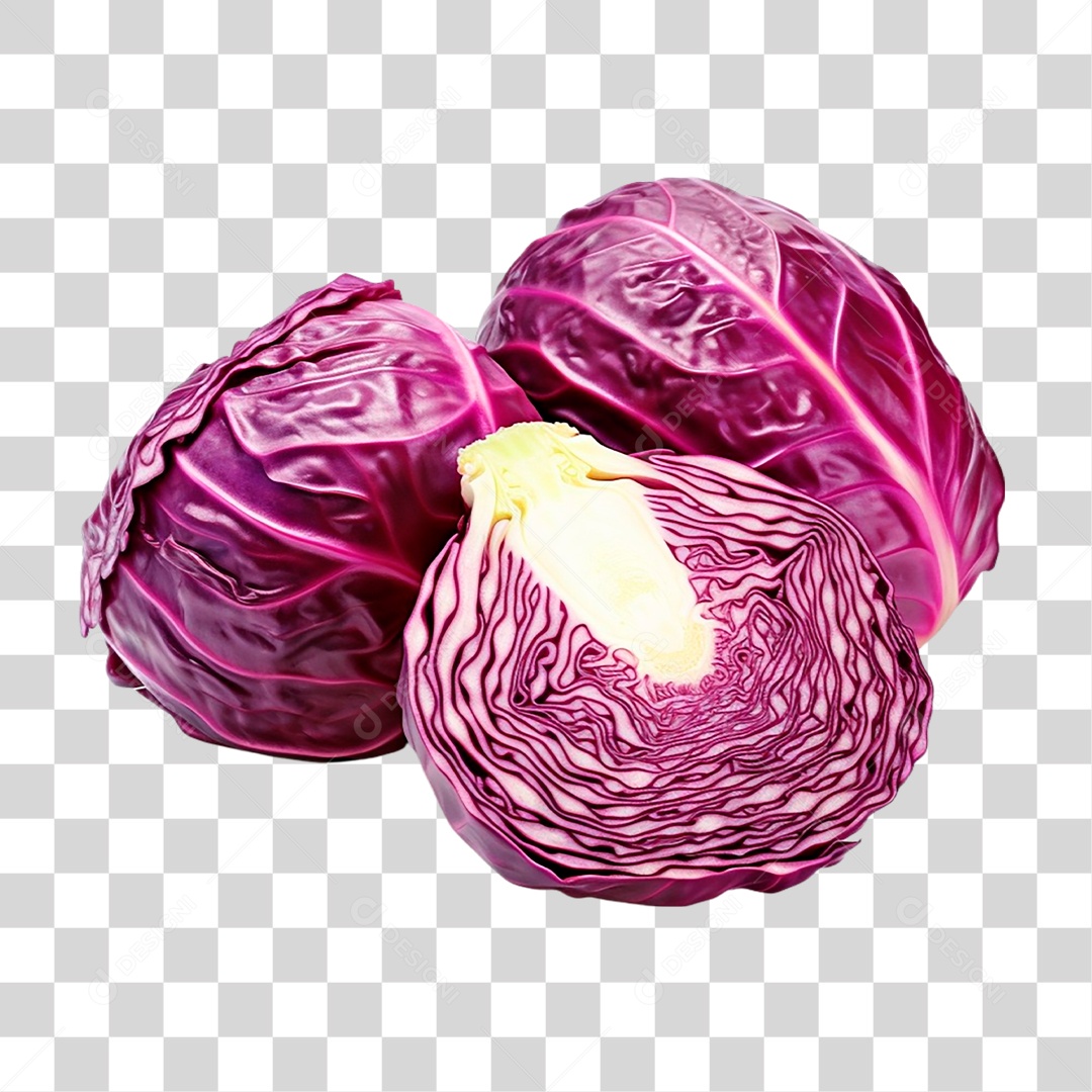 Repolho Roxo Partido ao Meio PNG Transparente