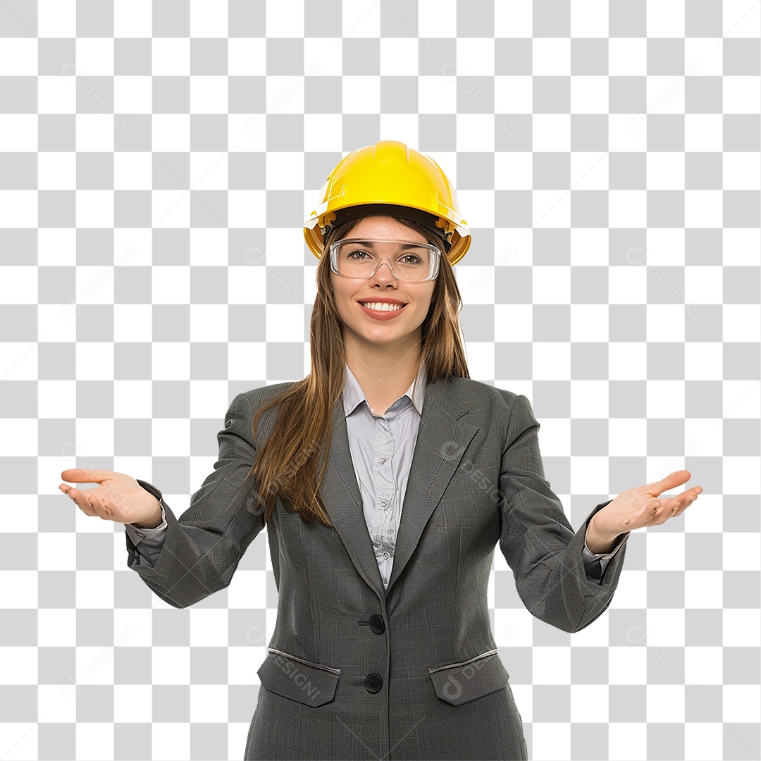 Arquiteta com Capacete de Proteção PNG Transparente