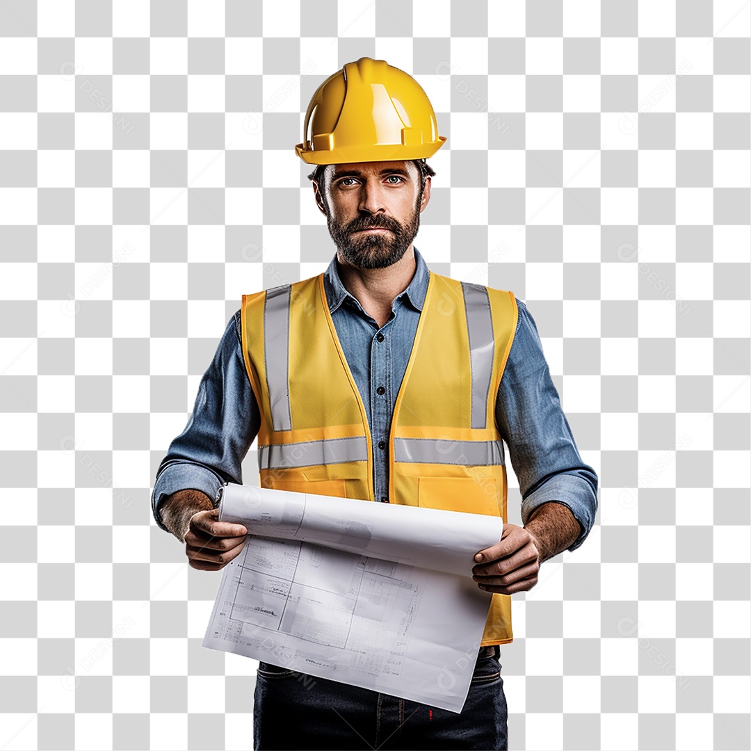 Arquiteto com Capacete de Proteção PNG Transparente