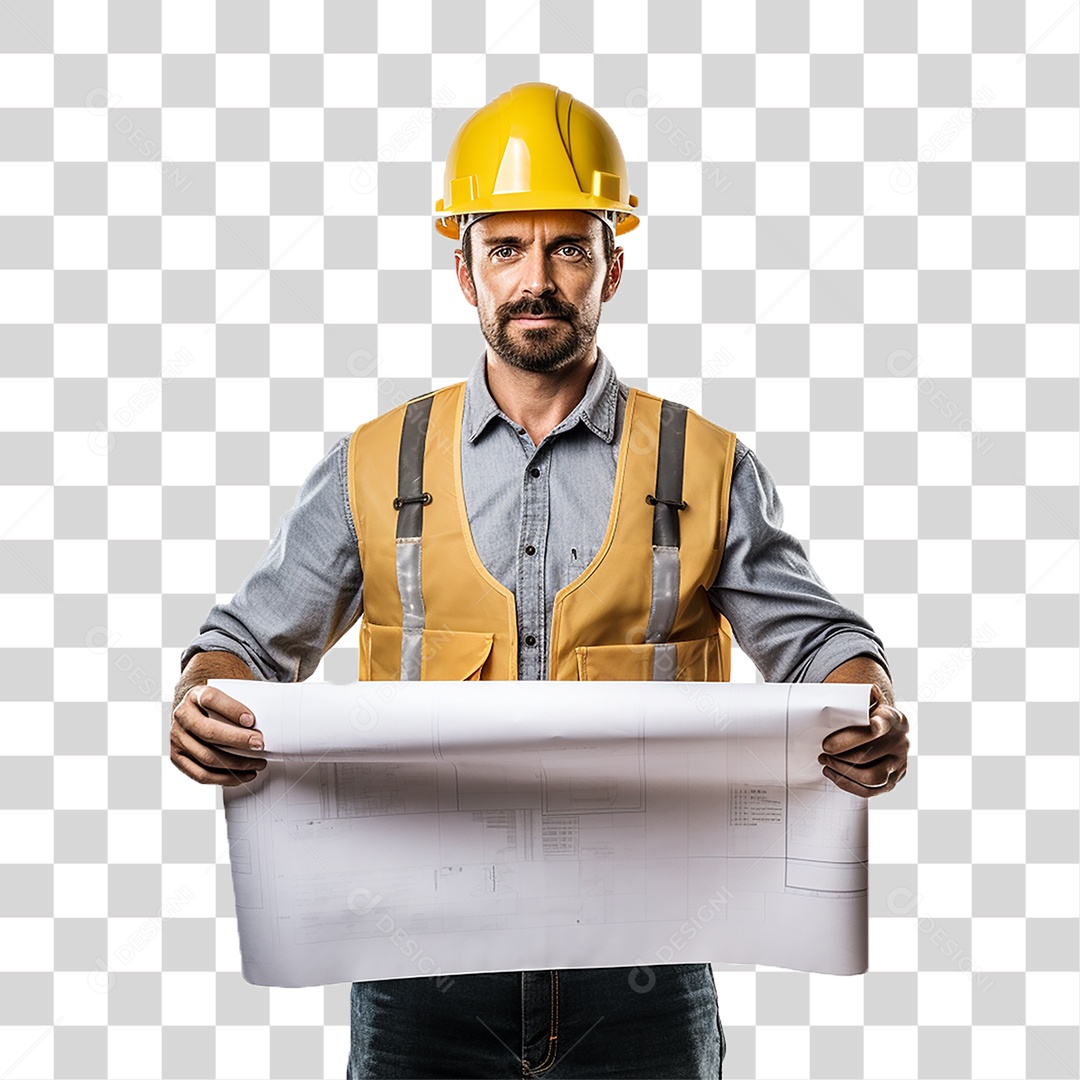 Arquiteto com Capacete de Proteção PNG Transparente