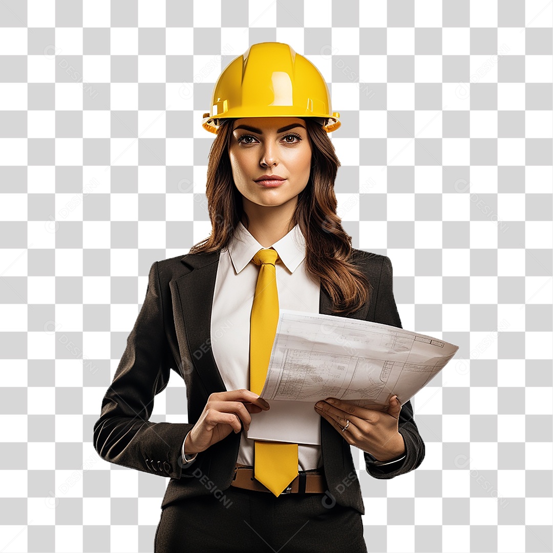 Arquiteta com Capacete de Proteção PNG Transparente