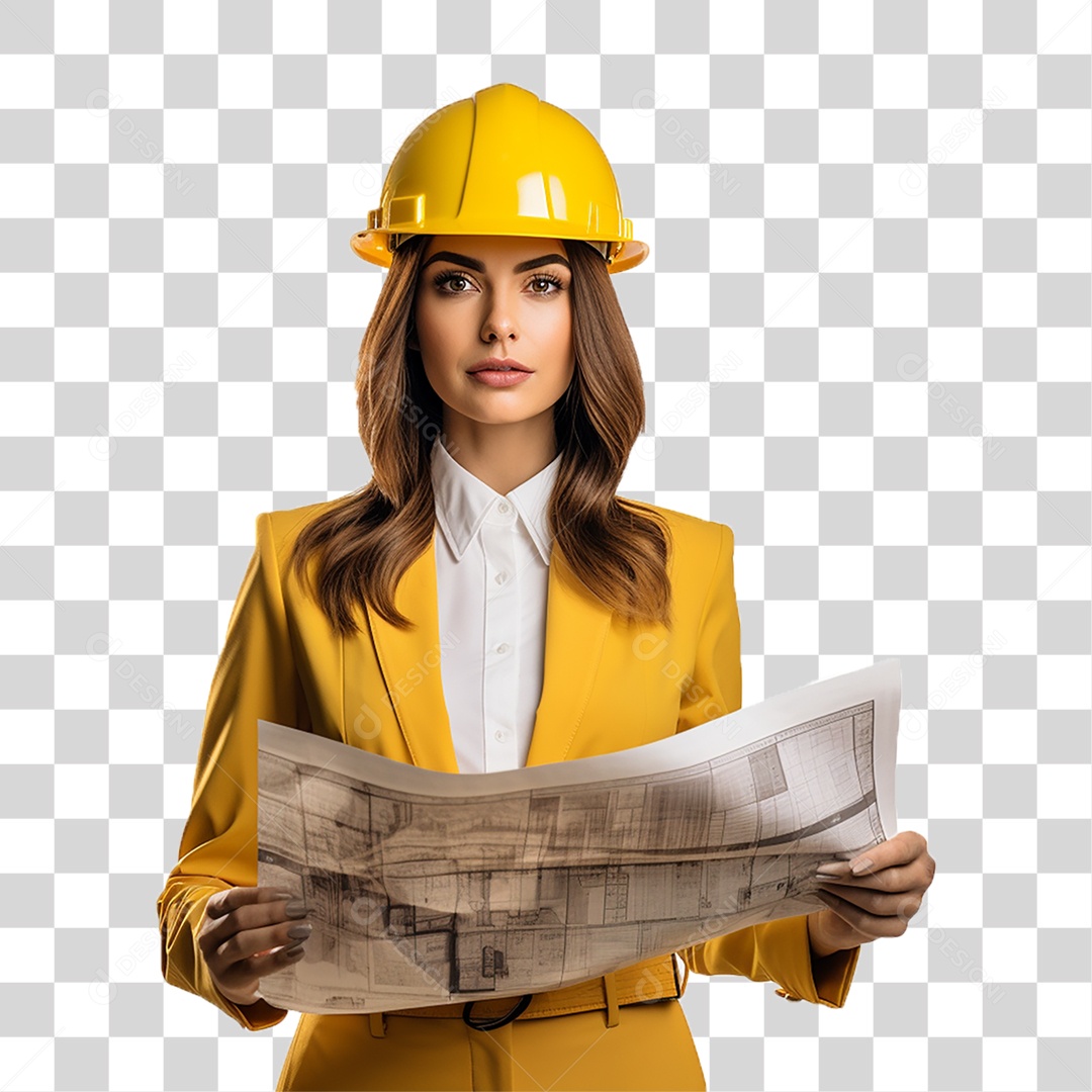 Arquiteta com Capacete de Proteção PNG Transparente
