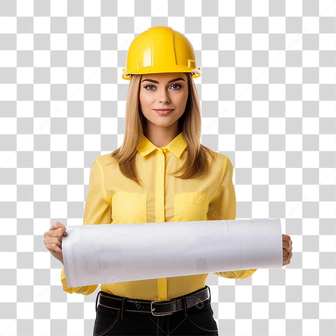Arquiteta com Capacete de Proteção PNG Transparente