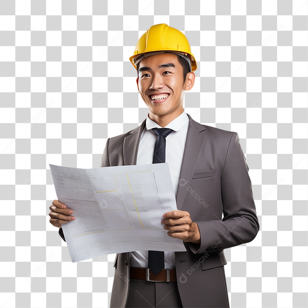 Arquiteto com Capacete de Proteção PNG Transparente