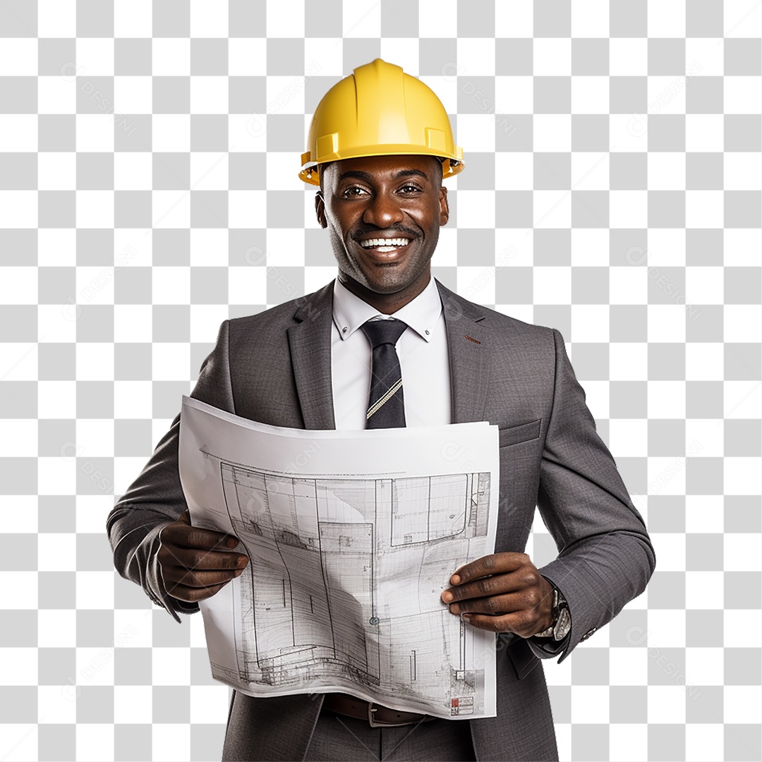 Arquiteto com Capacete de Proteção PNG Transparente