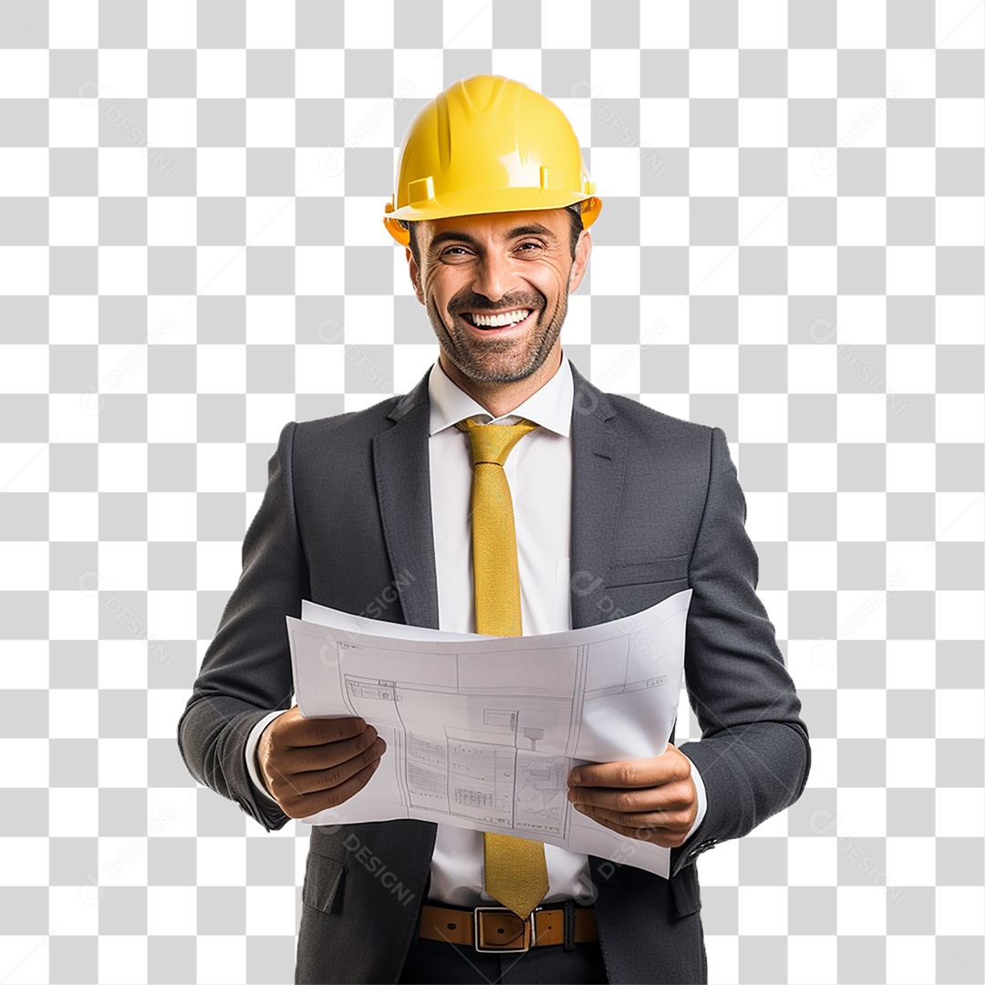Arquiteto com Capacete de Proteção PNG Transparente