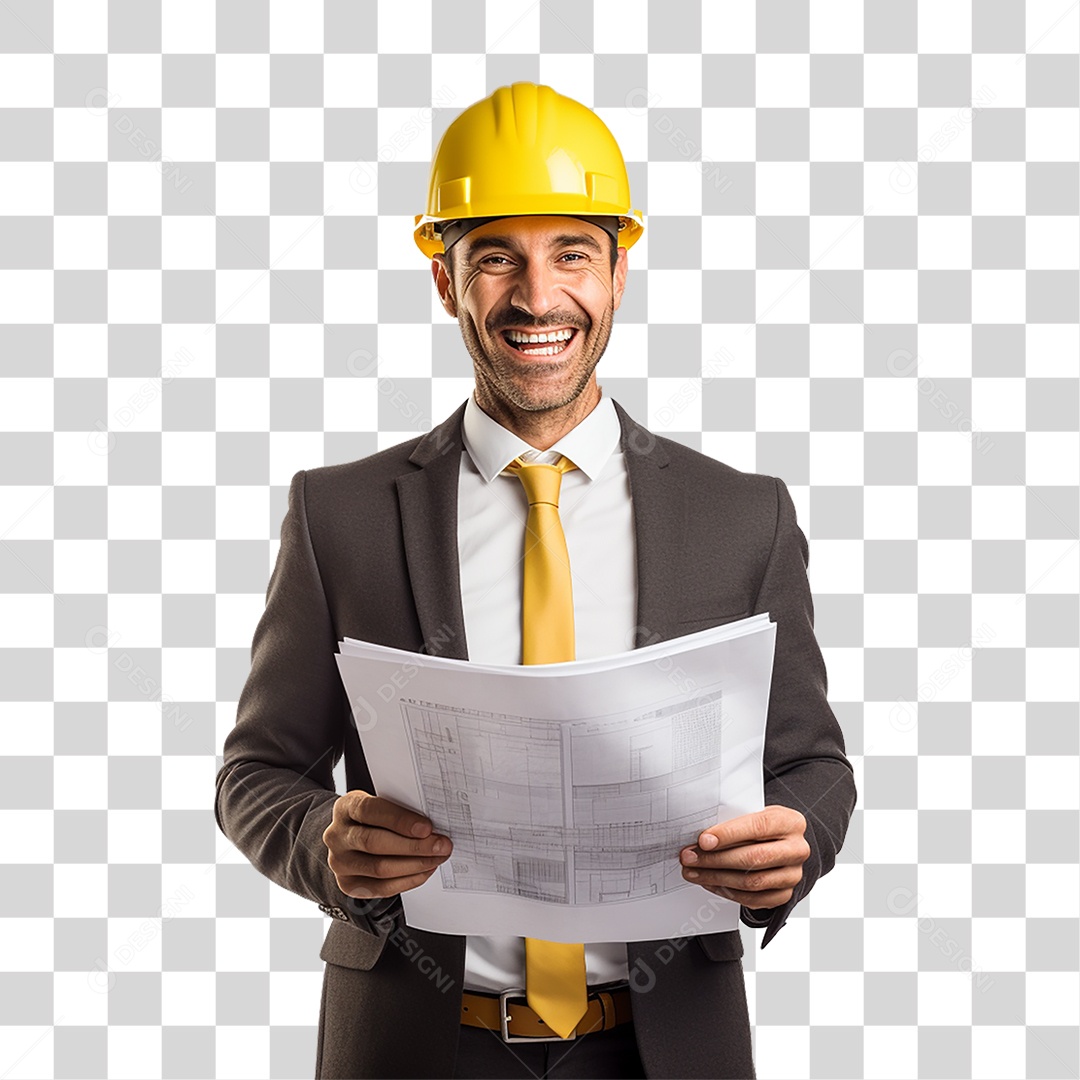 Arquiteto com Capacete de Proteção PNG Transparente