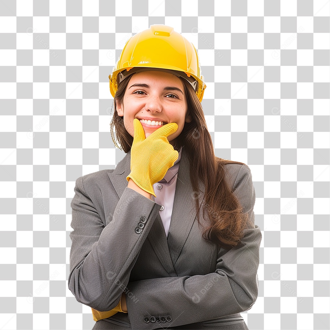 Arquiteta com Capacete de Proteção PNG Transparente