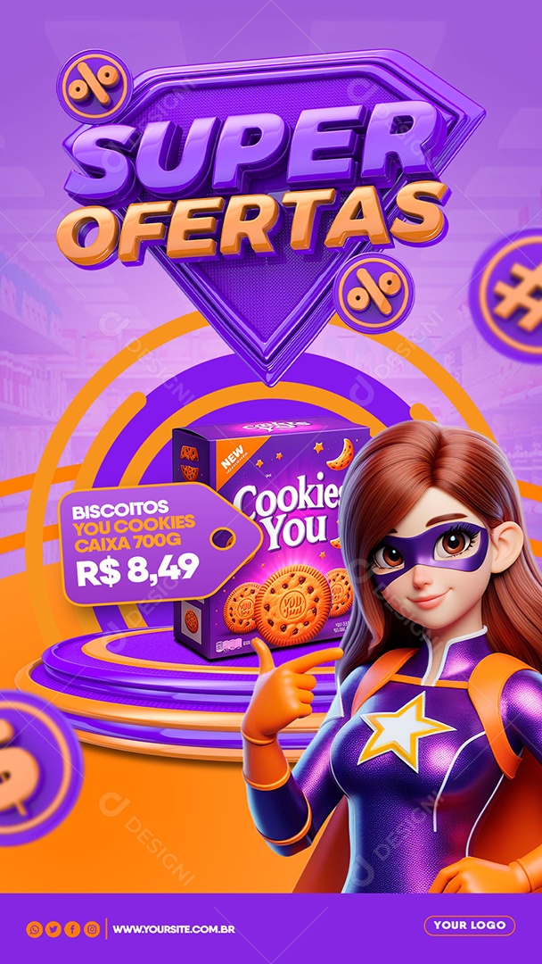Story Supermarket Super Deals Cookies Cookies Box 700G Social Media PSD Editable