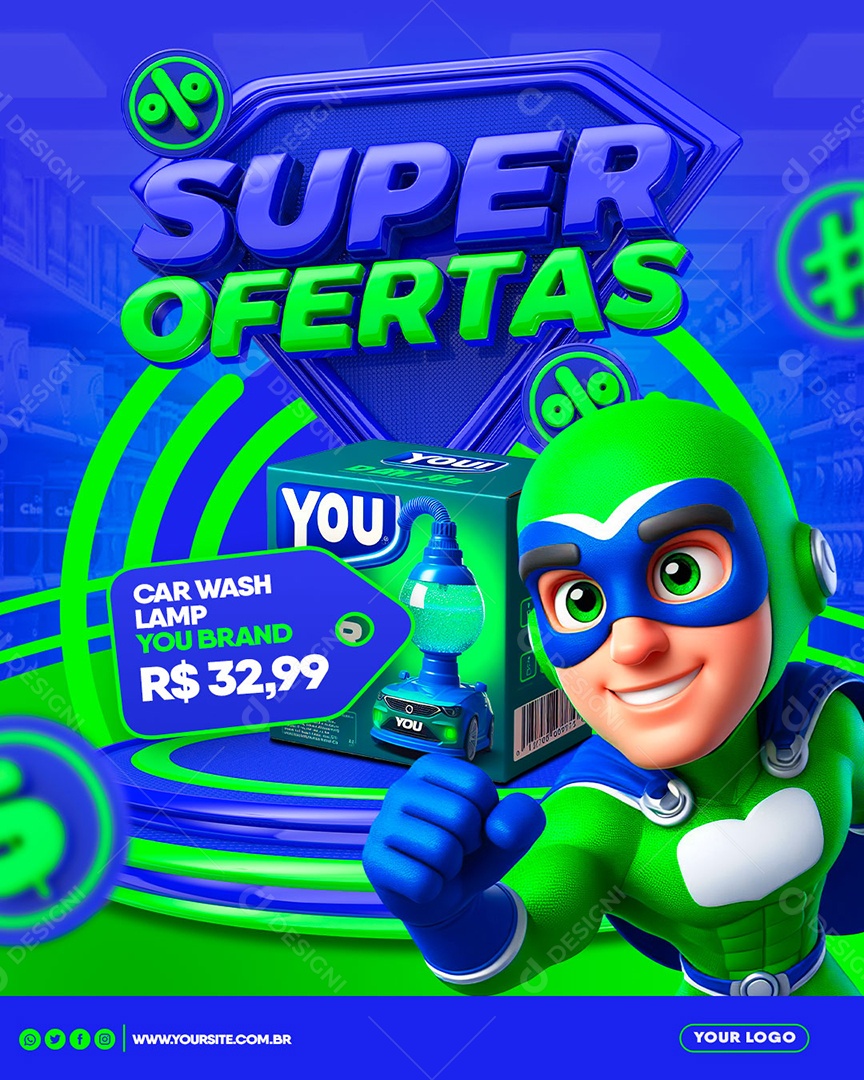 Oficina Mecânica Super Ofertas Car Wash Lamp Social Media PSD Editável