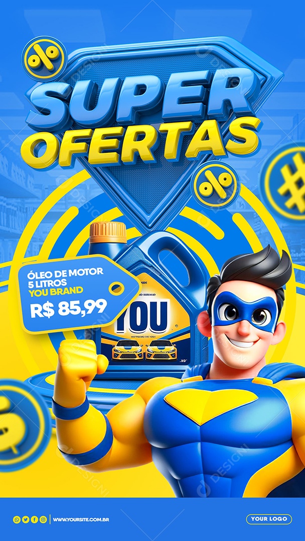 Story Super Ofertas Óleo de Motor 5 Litros Oficina Mecânica Social Media PSD Editável