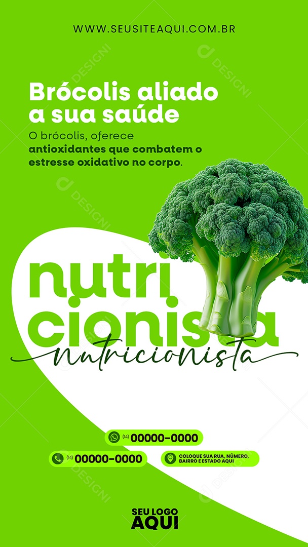 Story Nutricionista Brócolis Aliado a sua Saúde Social Media PSD Editável