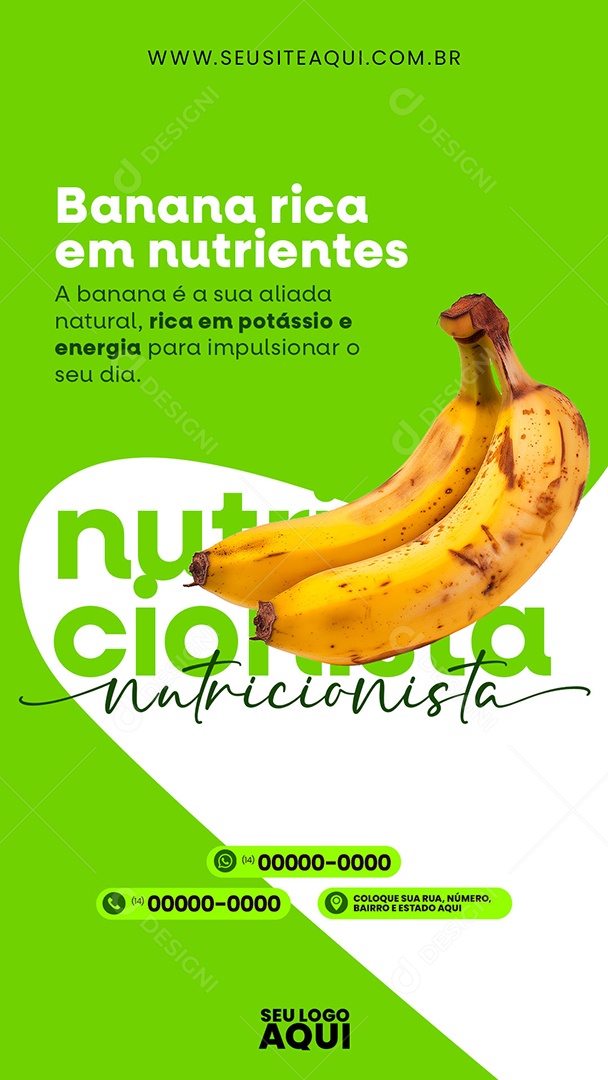 Story Nutricionista Banana Rica em Nutrientes é sua Aliada Natural Social Media PSD Editável