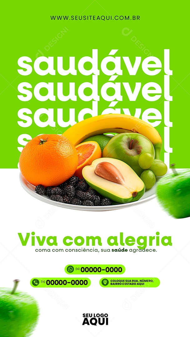 Story Nutricionista Viva com Alegria Coma com Consciência sua Saúde Agradece Sociall Media PSD Editável