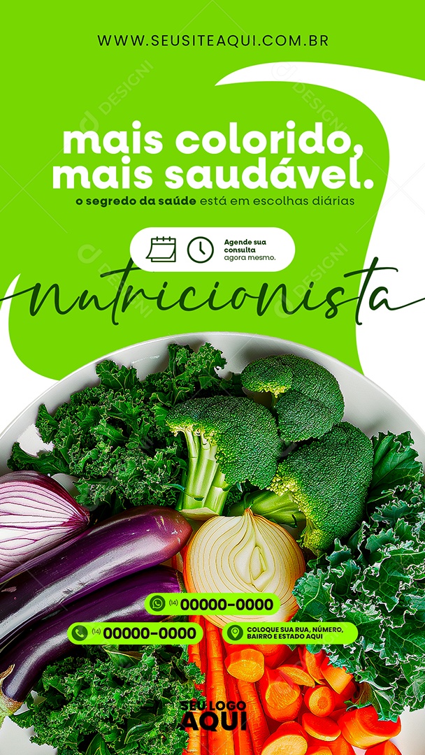 Story Nutricionista o Segredo da Saúde está em Escolhas Diárias Social Media PSD Editável