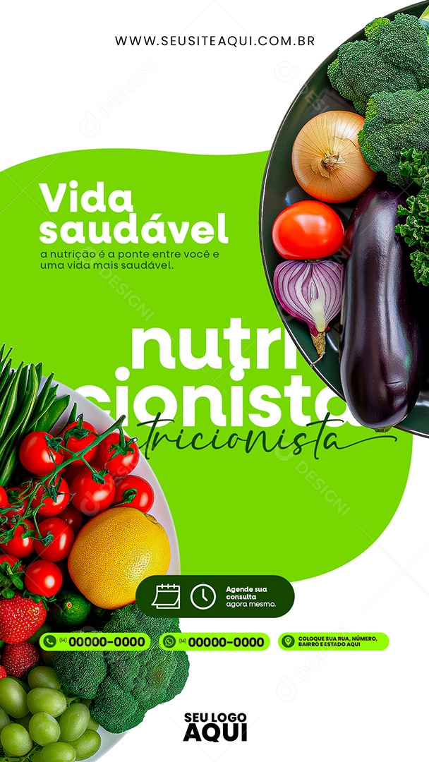 Story Nutricionista Vida Sadável Social Media PSD Editável