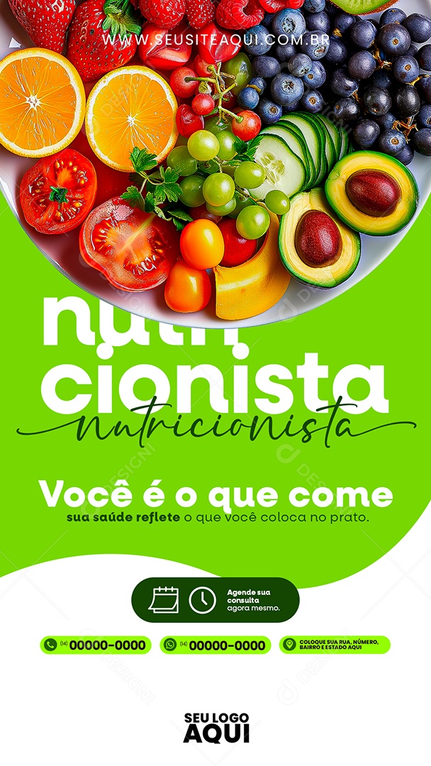 Story Nutricionista Você é o que Come sua Saúde Reflete Social Media PSD Editável