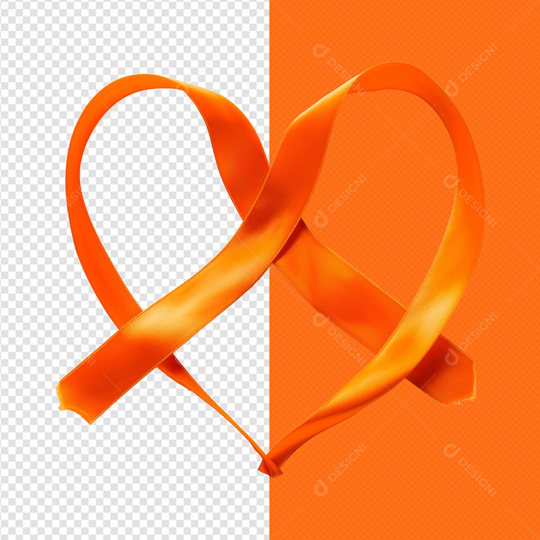 Elemento Fita 3D de Fevereiro Laranja para Composição PSD