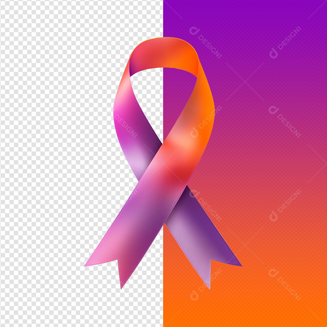 Orange and Purple February 3D Ribbon Element for PSD Composition