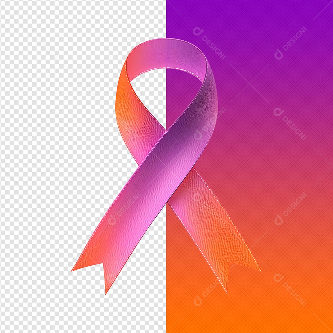 Fita 3D Elemento de Fevereiro Laranja e Roxo para Composição PSD
