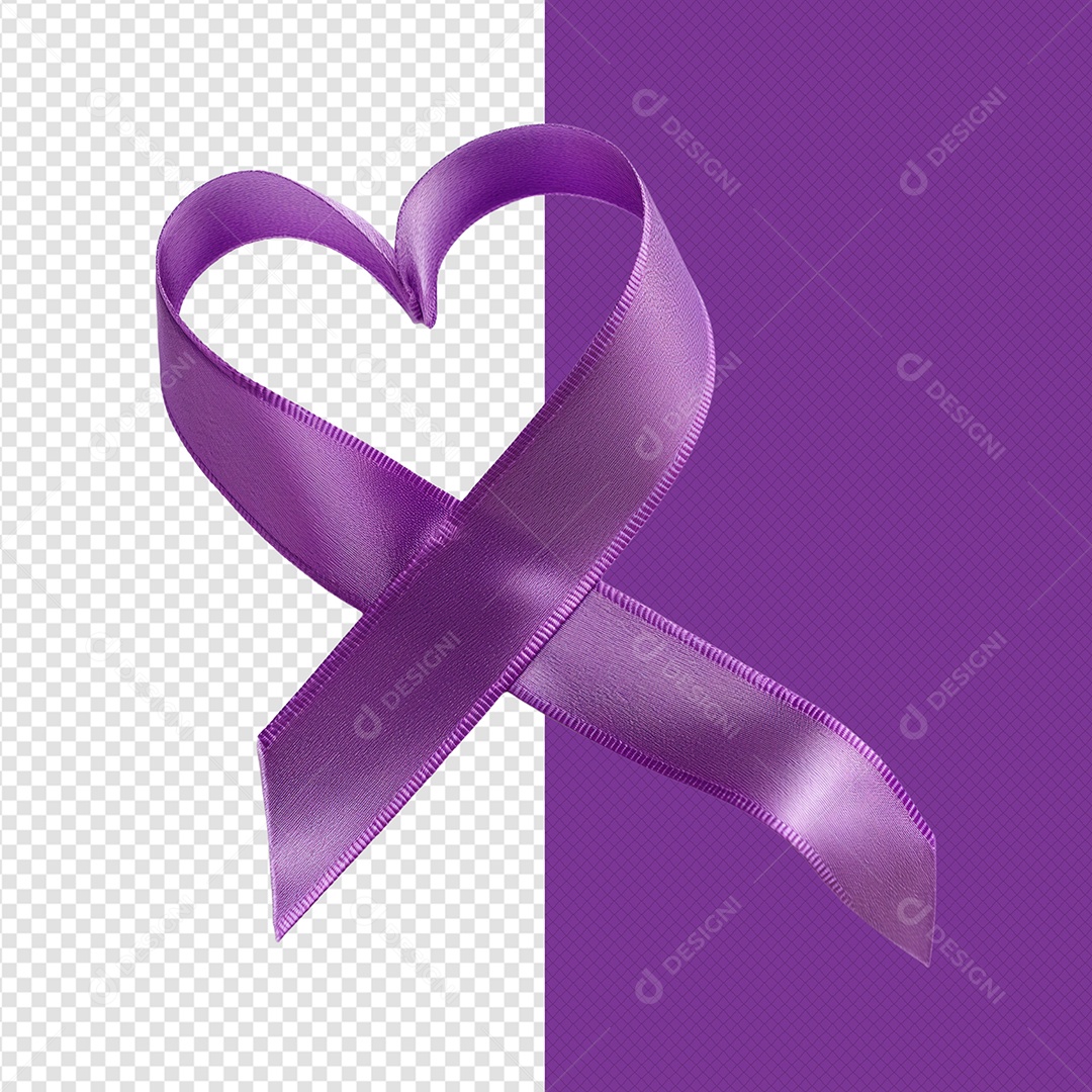Fita 3D com Forma de Coração Elemento de Fevereiro Roxo para Composição PSD