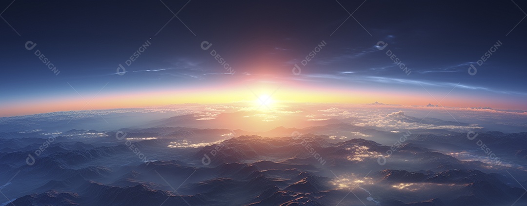 Amanhecer nascendo sobre uma terra no espaço sideral