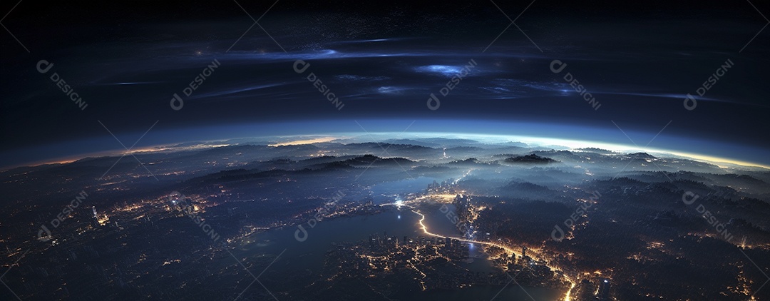 Terra vista do espaço no estilo future