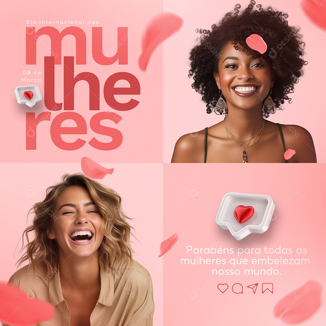 Social Media Dia Internacional das Mulheres 08 de Março Parabéns PSD Editável