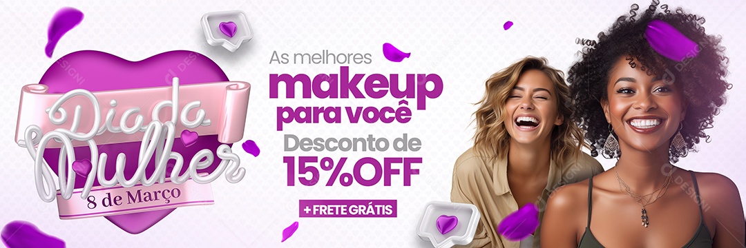 Banner Dia da Mulher Loja As melhores makeup para você Social Media PSD Editável