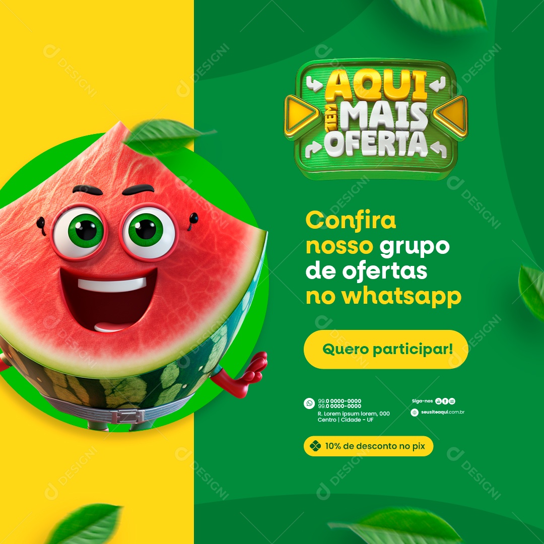 Hortifruti Aqui tem mais oferta Confira nosso grupo de ofertas no whatsapp Social Media PSD Editável