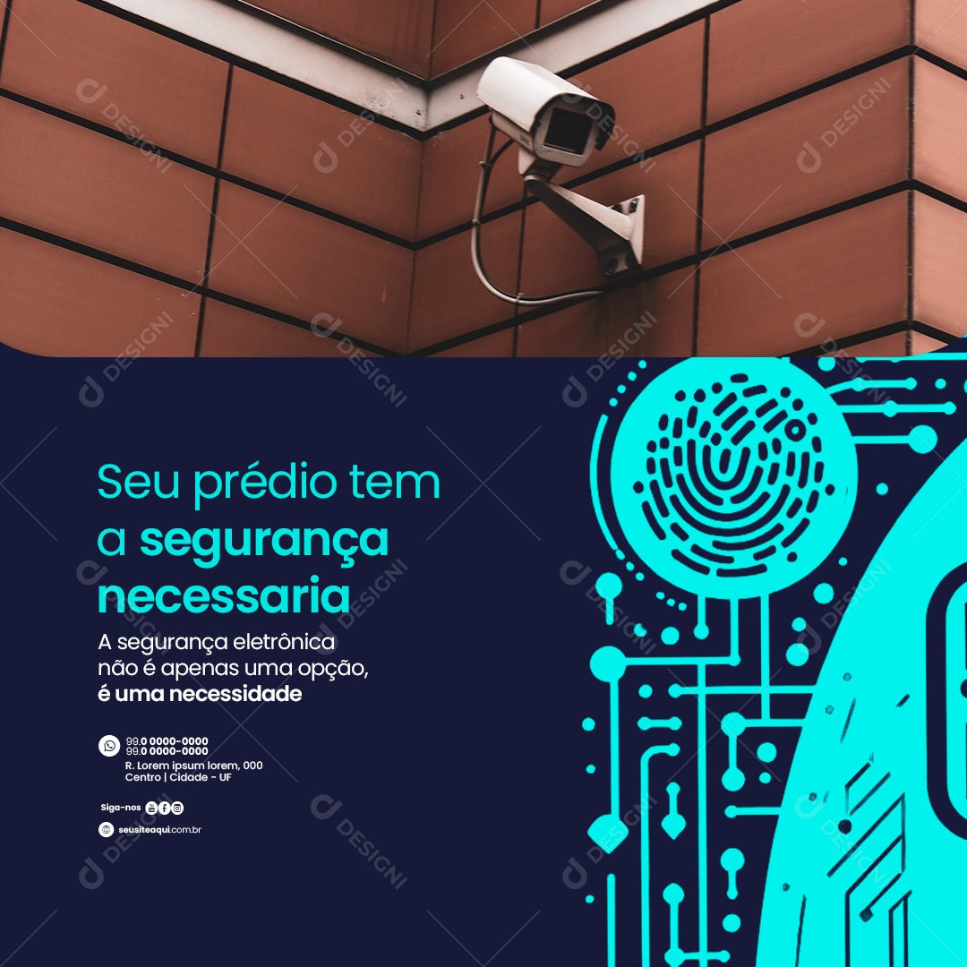 Segurança Residencial Seu prédio tem a segurança necessária Social Media PSD Editável