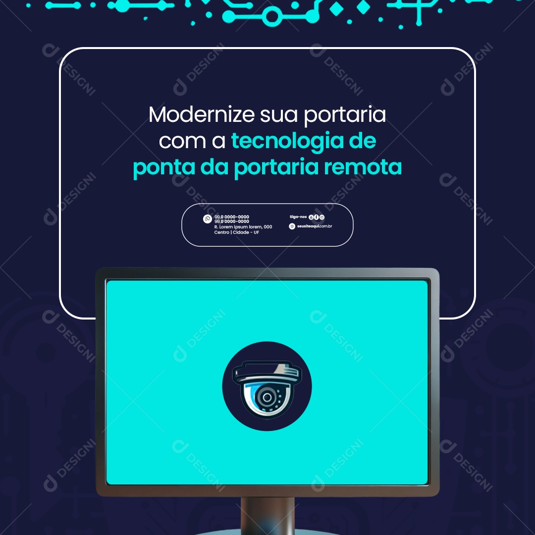 Segurança Residencial tecnologia de ponta da portaria remota Social Media PSD Editável