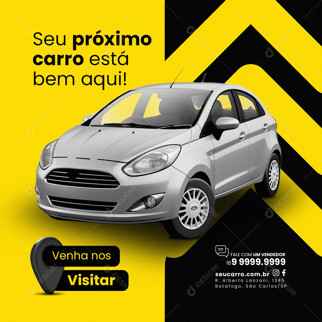 Agencia de Veículos Seu próximo carro está bem aqui Social Media PSD Editável